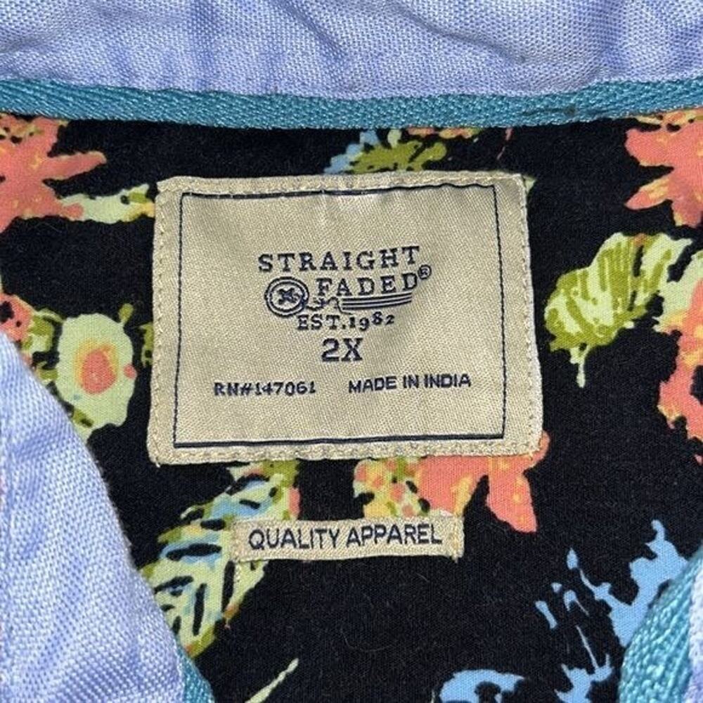 Straight Faded Men’s Black Floral Short Sleeve Button-Up Shirt Size 2X Tropical - Picture 5 of 6